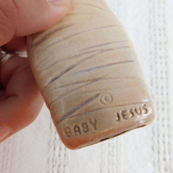 Vintage Nativity Christmas Flat Ornament Set of 5 Jesus Joseph Wiseman Donkey - Picture 13 of 16